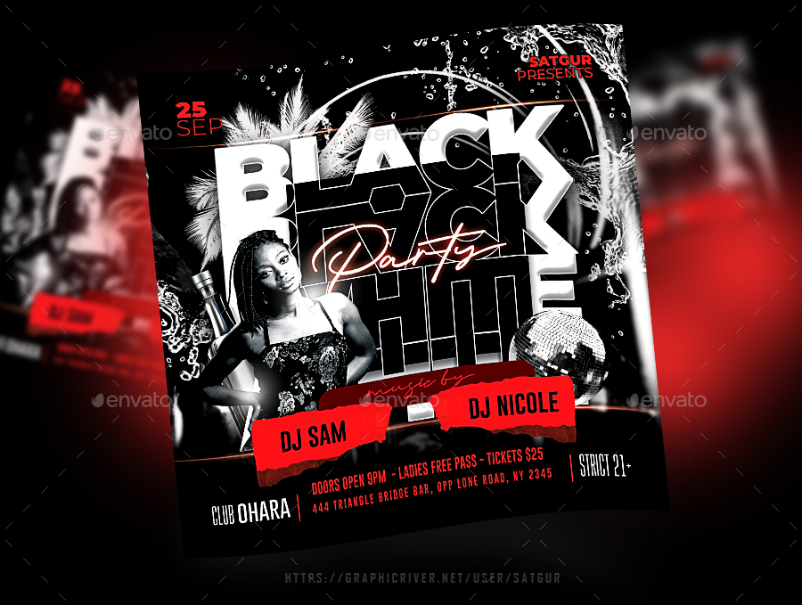 Black and White Party Flyer Template, Print Templates GraphicRiver